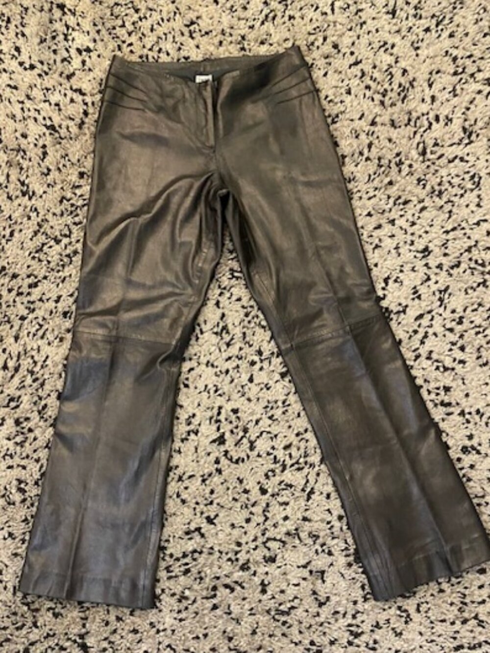 VTG Cache Lamb Leather Pants Metallic Gun metal 8 Lined Like New Boot Cut
